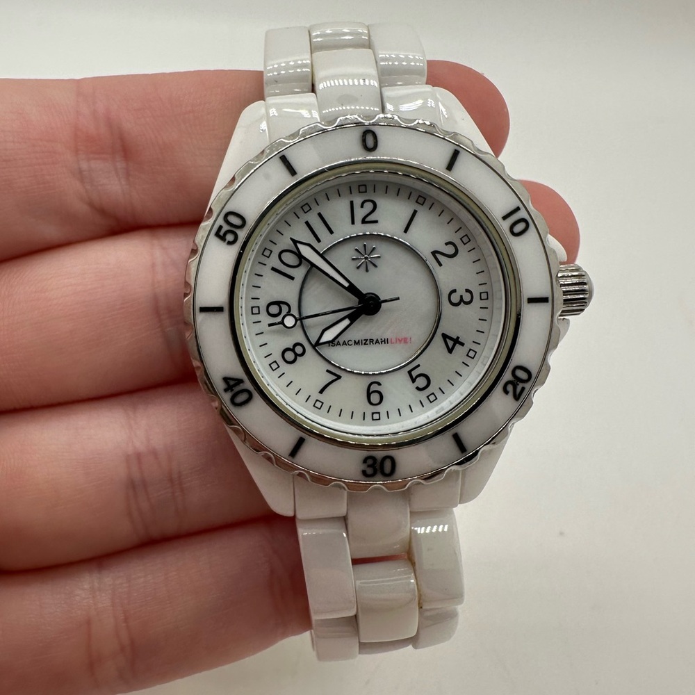 Isaac Mizrahi Live! Ceramic white colored 5 1/2 watch: untested